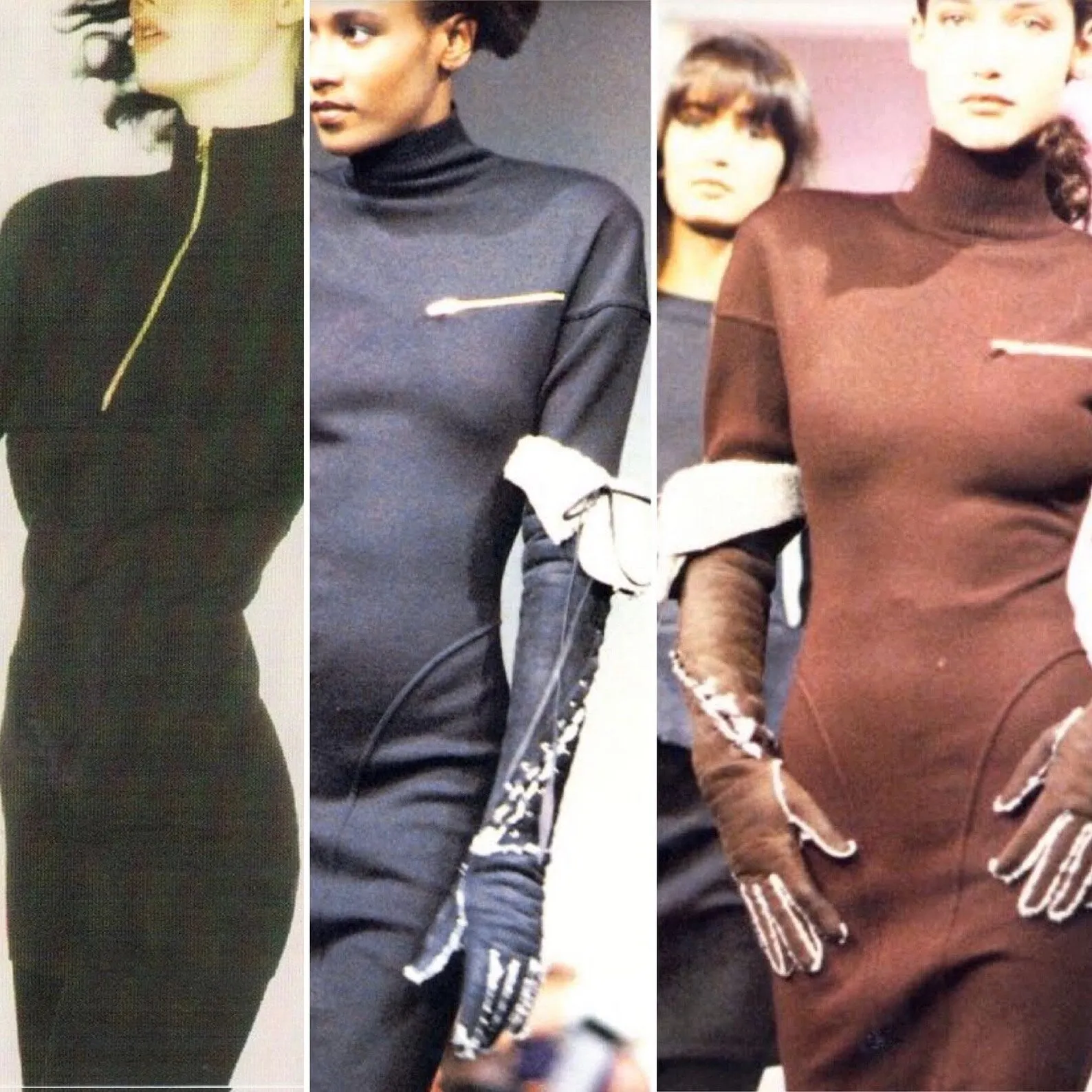 Alaia A/W 1986 Flecked Beige Mini Zip-Up Sweater Dress