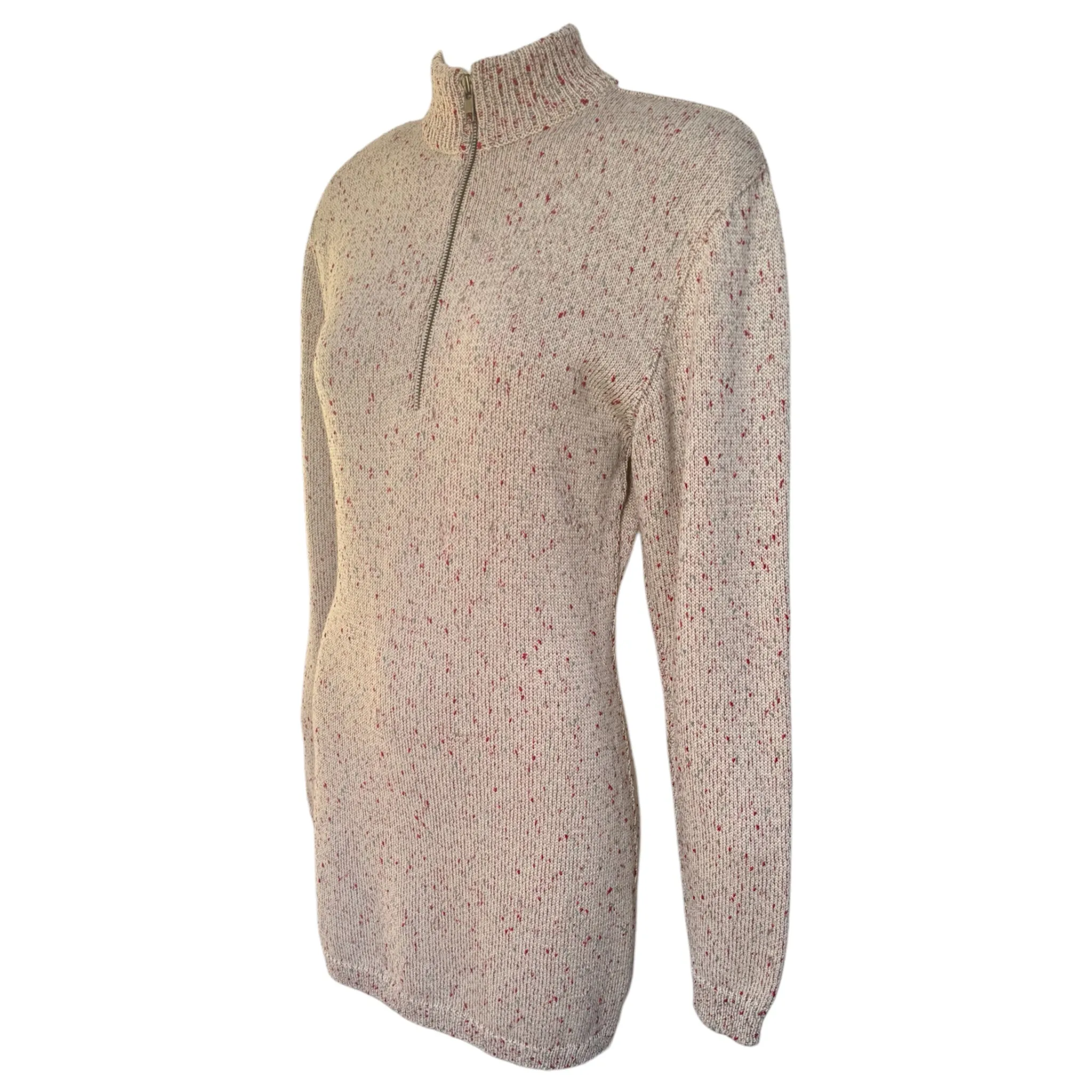Alaia A/W 1986 Flecked Beige Mini Zip-Up Sweater Dress