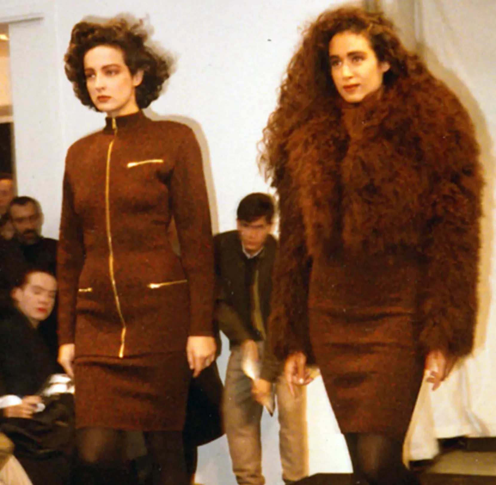 Alaia A/W 1986 Flecked Beige Mini Zip-Up Sweater Dress