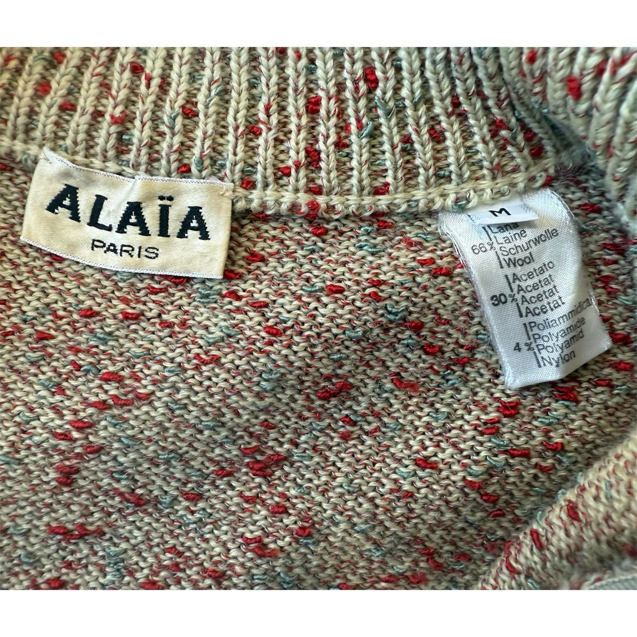 Alaia A/W 1986 Flecked Beige Mini Zip-Up Sweater Dress