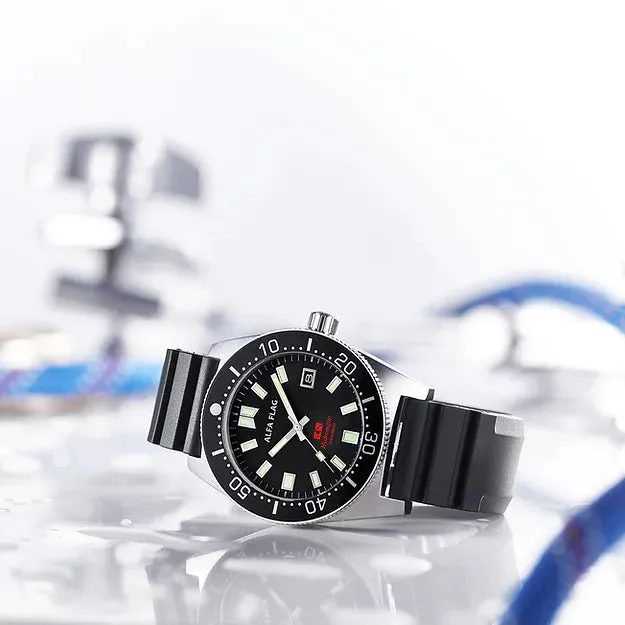 Alfa Flag Hydromatic Diver 200m Black Dial Silver Tone AFHM200-1