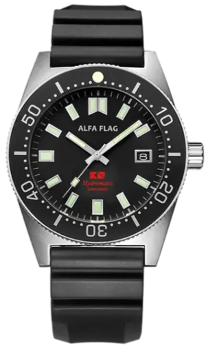 Alfa Flag Hydromatic Diver 200m Black Dial Silver Tone AFHM200-1