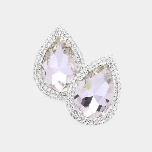 Amethyst Teardrop Rhinestone Accented Earrings | Pageant Jewelry|  594696