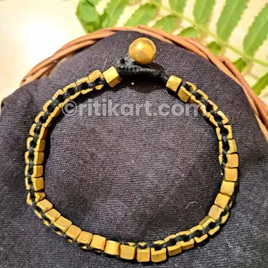 Ancient Tribal Anklet with Square Shaped Brass Beads Embedded