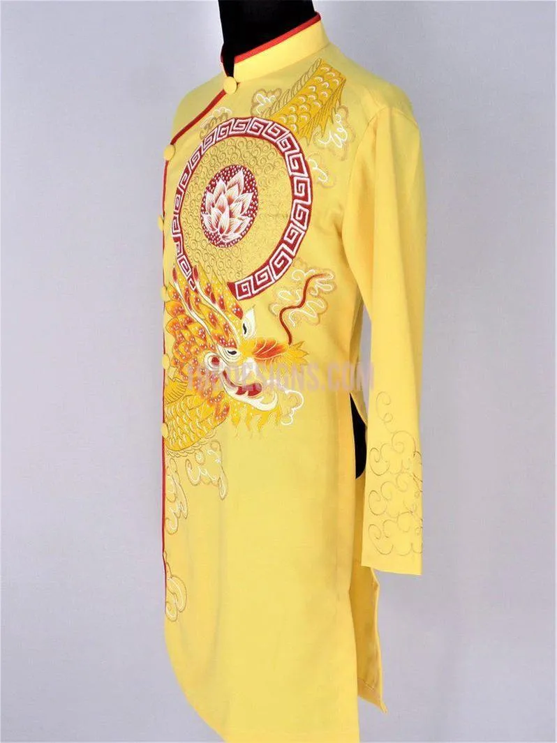 AO DAI MEN -  ÁO DÀI NAM VÀNG VẼ RỒNG