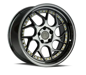 Aodhan DS01 18x9.5 5x100  35 Black Vacuum W/ Gold Rivets