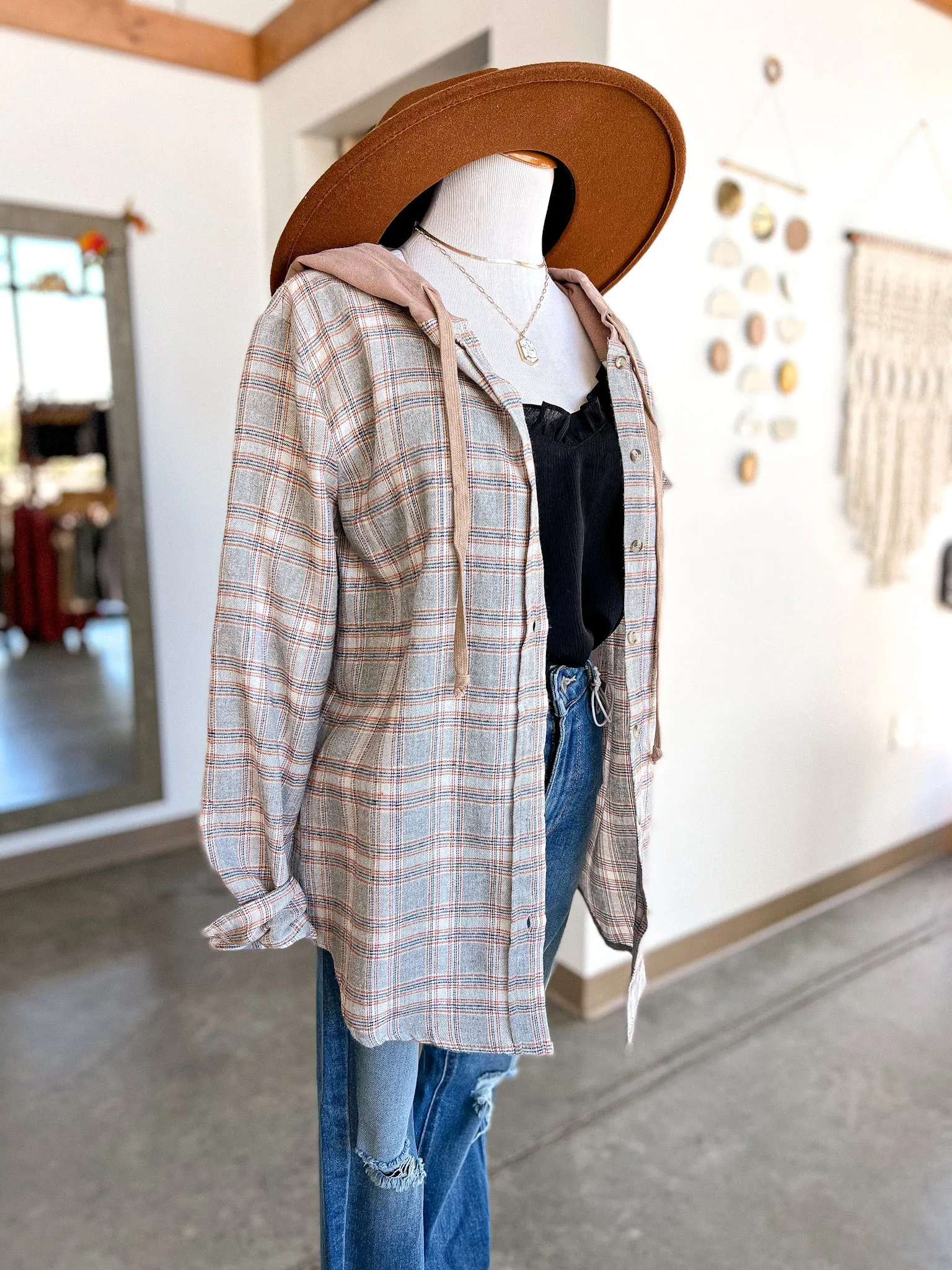 Ash Plaid Hoodie - Grey