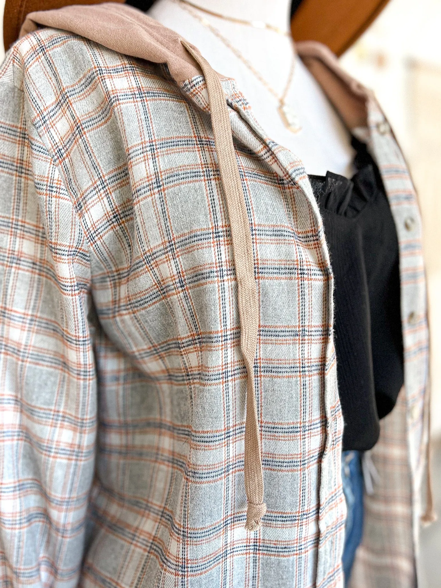 Ash Plaid Hoodie - Grey
