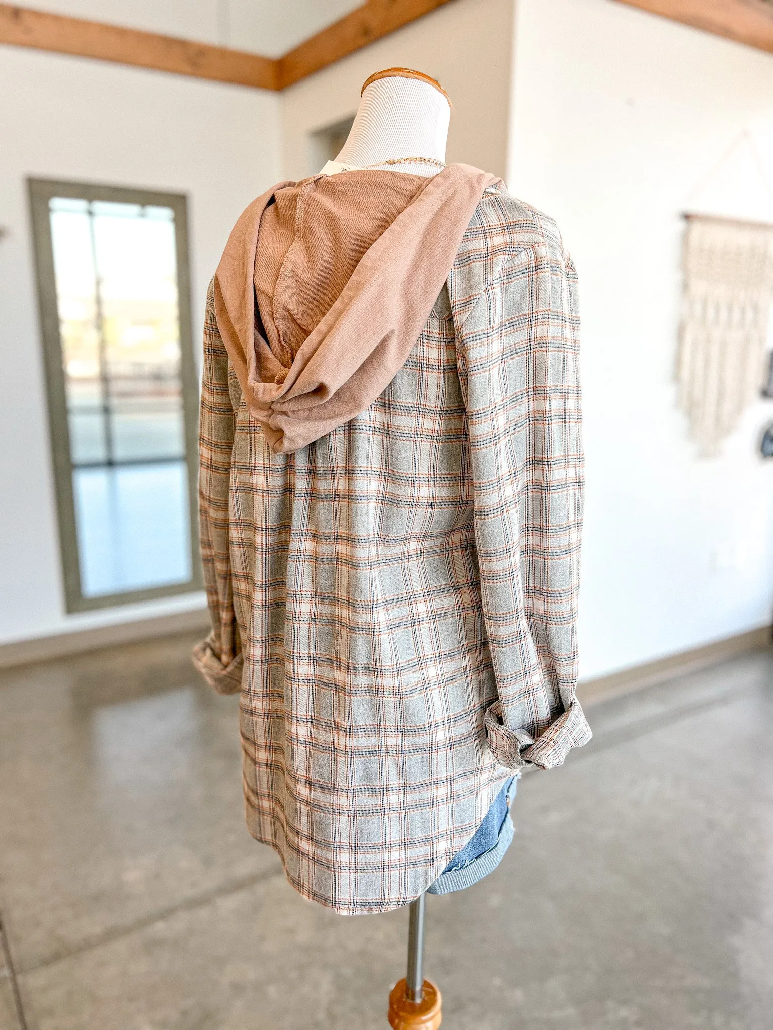 Ash Plaid Hoodie - Grey