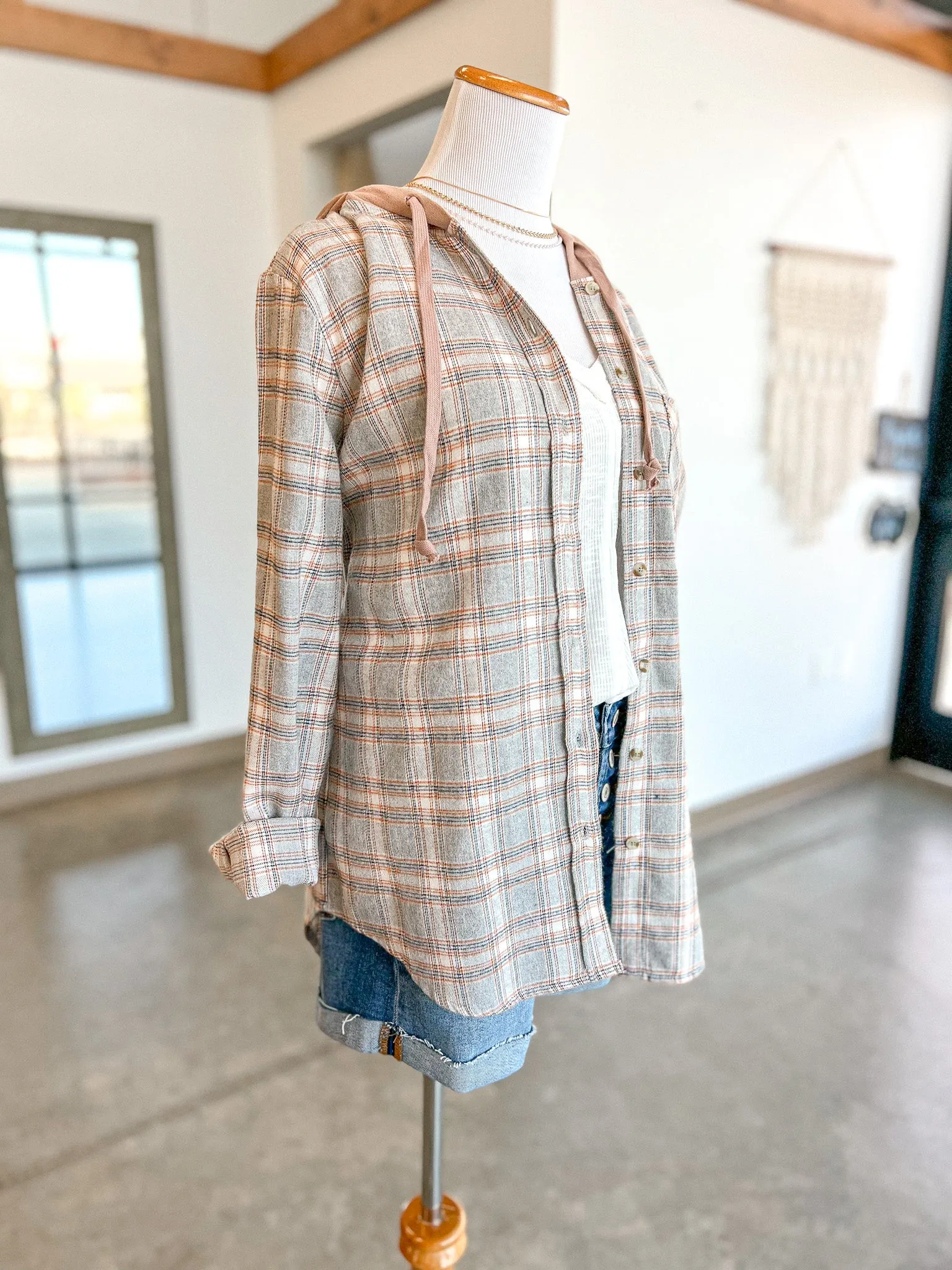 Ash Plaid Hoodie - Grey