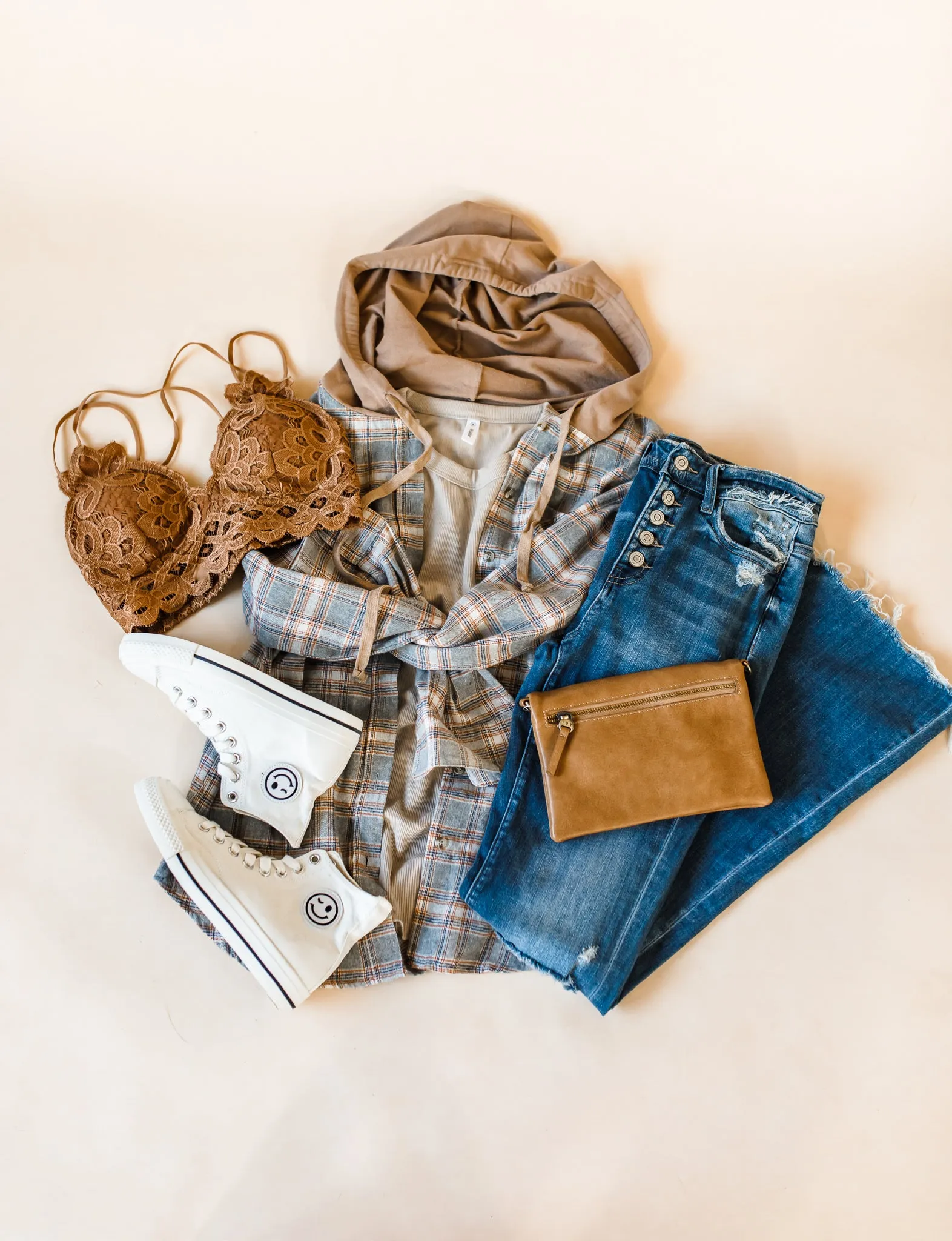 Ash Plaid Hoodie - Grey