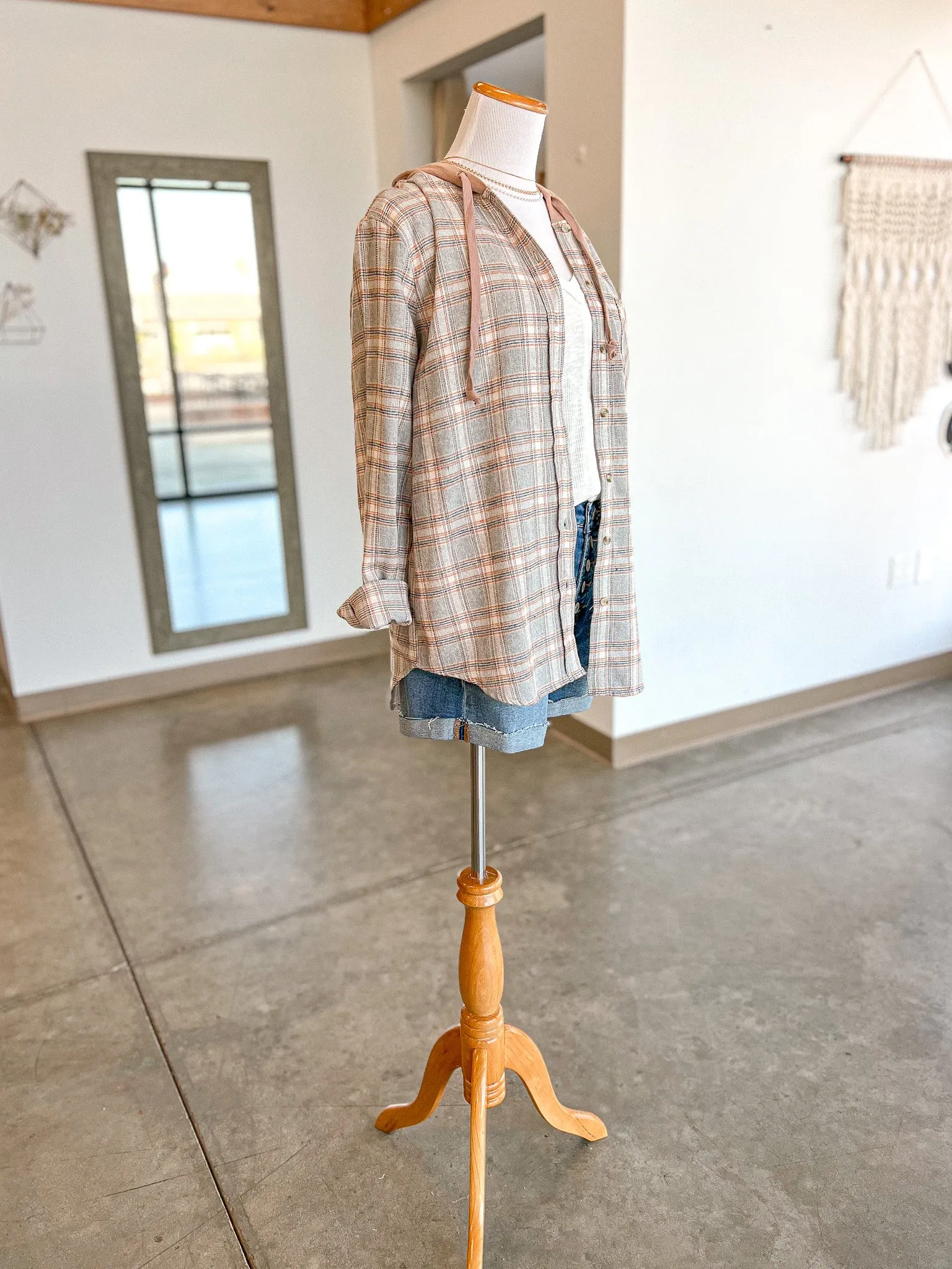 Ash Plaid Hoodie - Grey