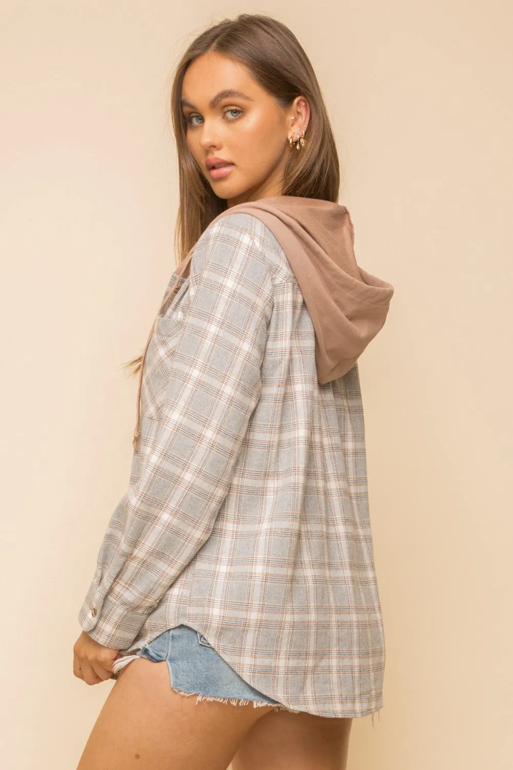Ash Plaid Hoodie - Grey