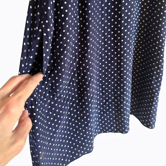 ATM Silk Navy Blue Polka Dot Ruffle Flounce Whimsigoth Mini Slip Dress Women SP