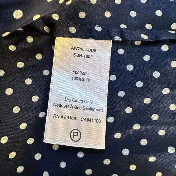 ATM Silk Navy Blue Polka Dot Ruffle Flounce Whimsigoth Mini Slip Dress Women SP