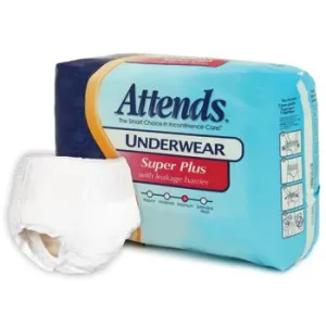 Attends Underwear Super Plus with Leakage Barriers Youth Small 22-36in, 80-120lb, 80 ea
