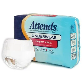Attends Underwear Super Plus with Leakage Barriers Youth Small 22-36in, 80-120lb, 80 ea