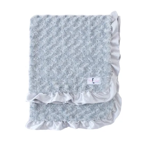 Baby Ruffle Dog Blankets in Silver, White, Vintage, Baby Pink Baby Blue, and Black