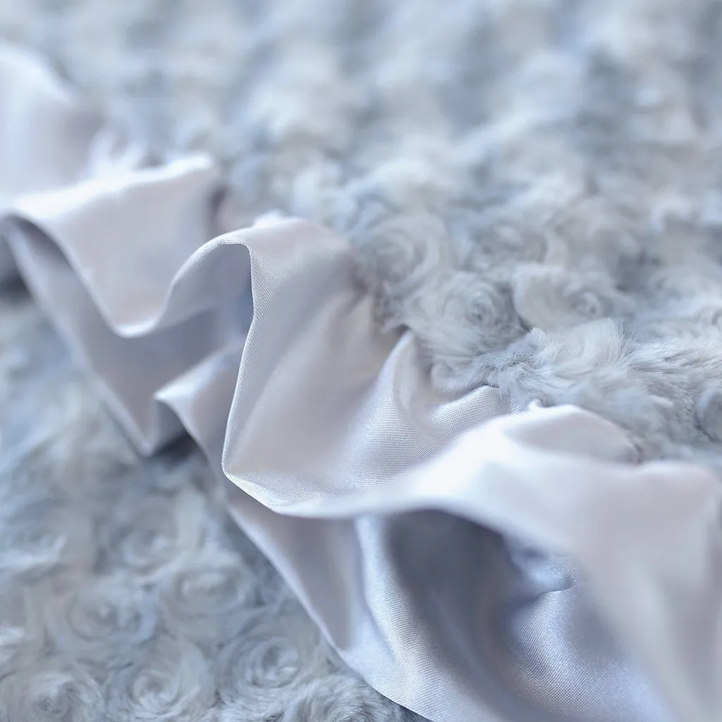 Baby Ruffle Dog Blankets in Silver, White, Vintage, Baby Pink Baby Blue, and Black
