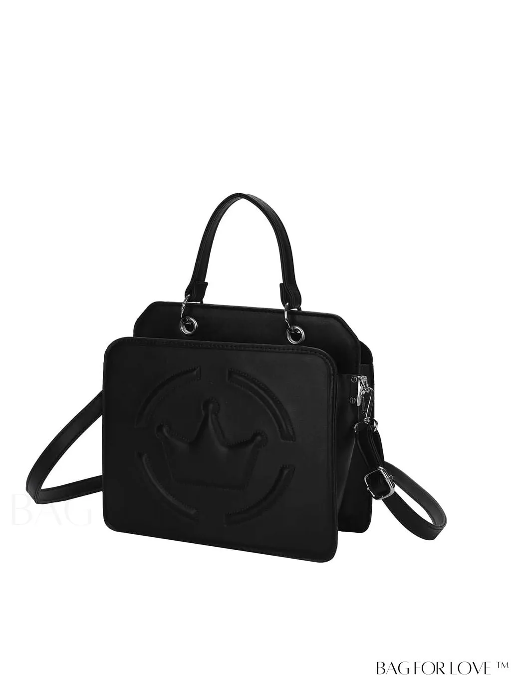 BagForLove - Chic Crown Pattern Handbag with Adjustable Strap - A Stylish Must-Have!