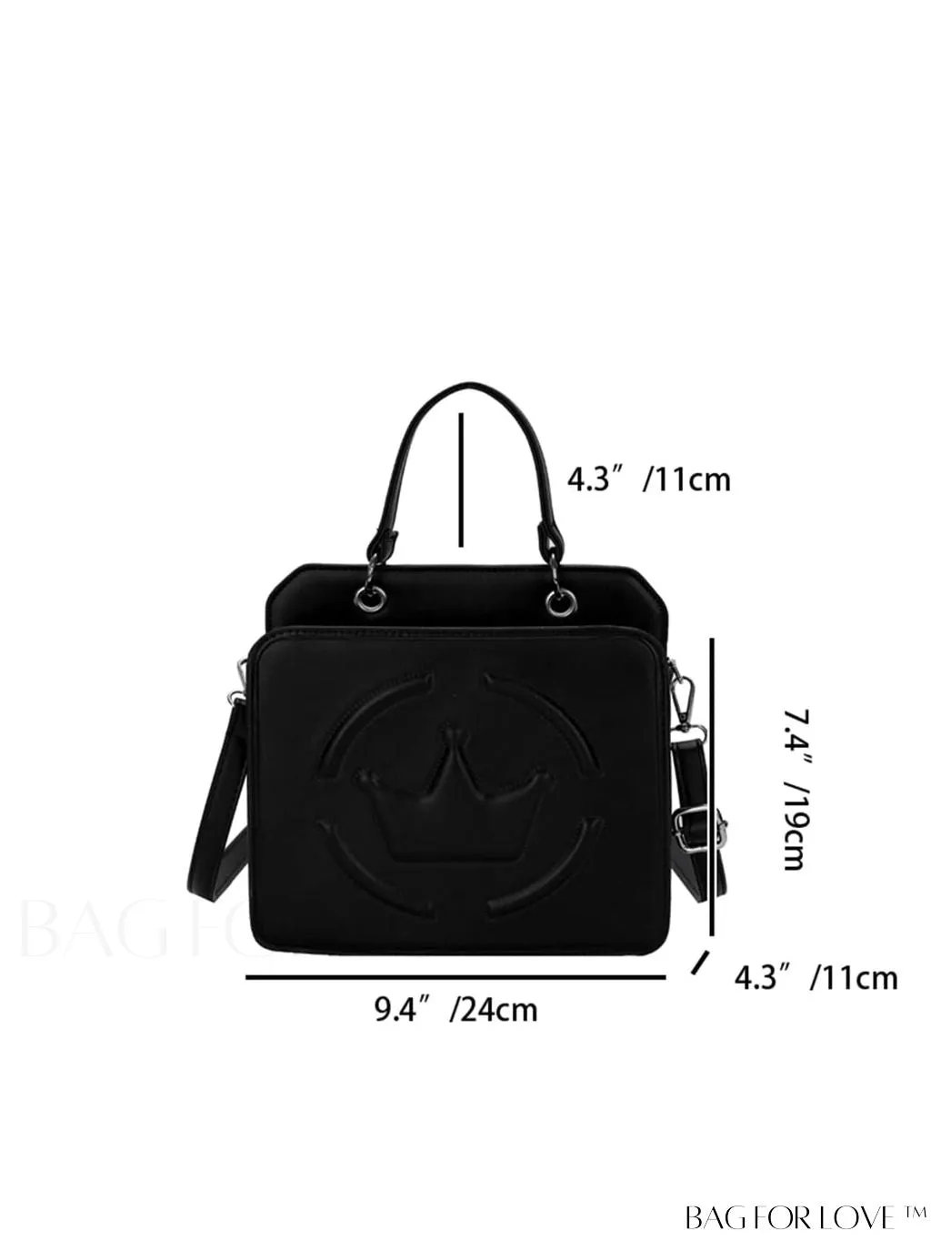 BagForLove - Chic Crown Pattern Handbag with Adjustable Strap - A Stylish Must-Have!