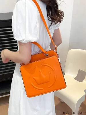 BagForLove - Chic Crown Pattern Handbag with Adjustable Strap - A Stylish Must-Have!