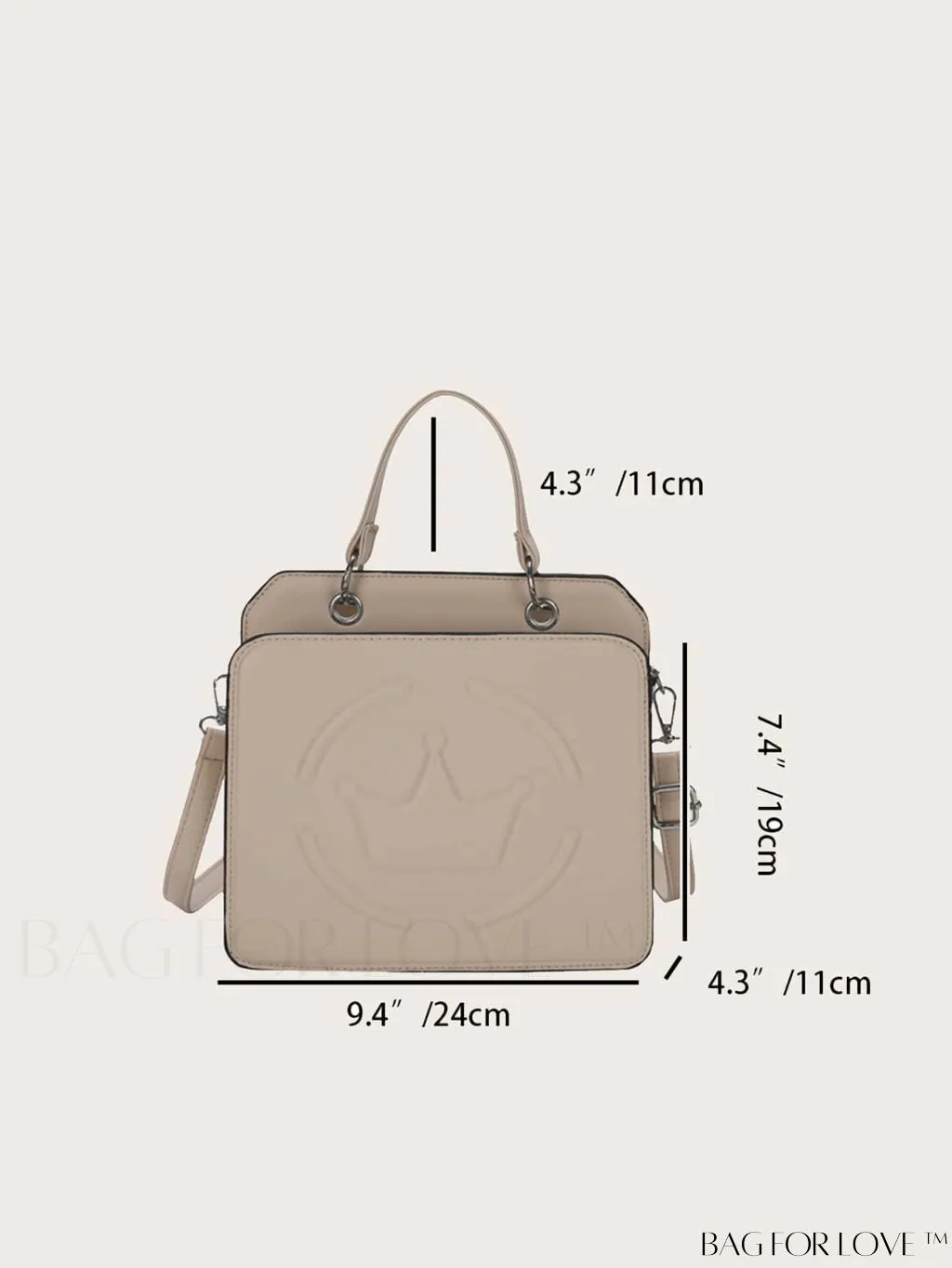 BagForLove - Chic Crown Pattern Handbag with Adjustable Strap - A Stylish Must-Have!