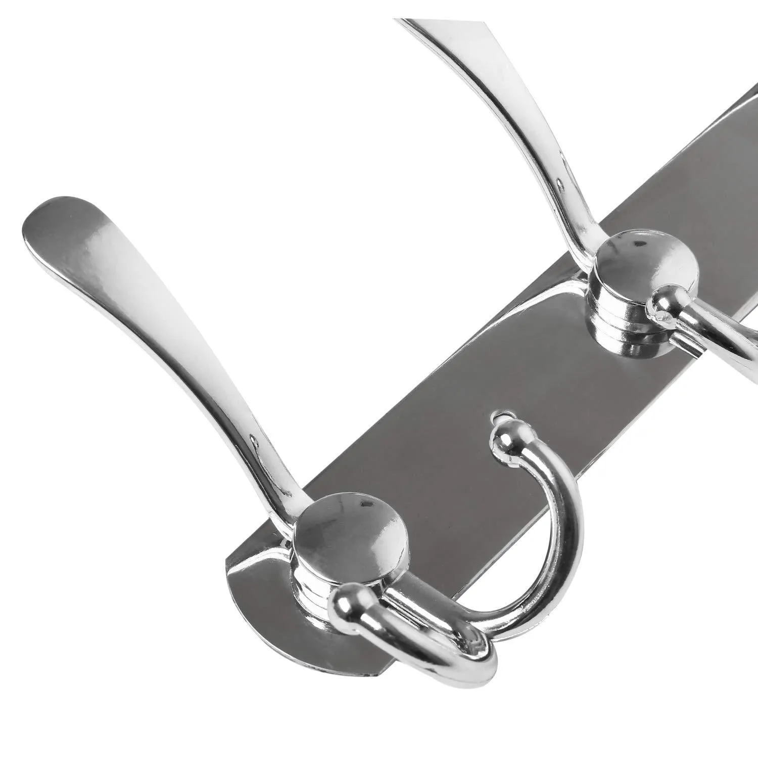 BAOEF Coat Hat Hook,Metal Robe Rail Rack Towel Hanger with Flared Tri-Hook,Colset Organizer for Home,Entryway,Office,Keys,Scarf,Jacket,Backpack,Wall Mounted,Silver,2 Packs