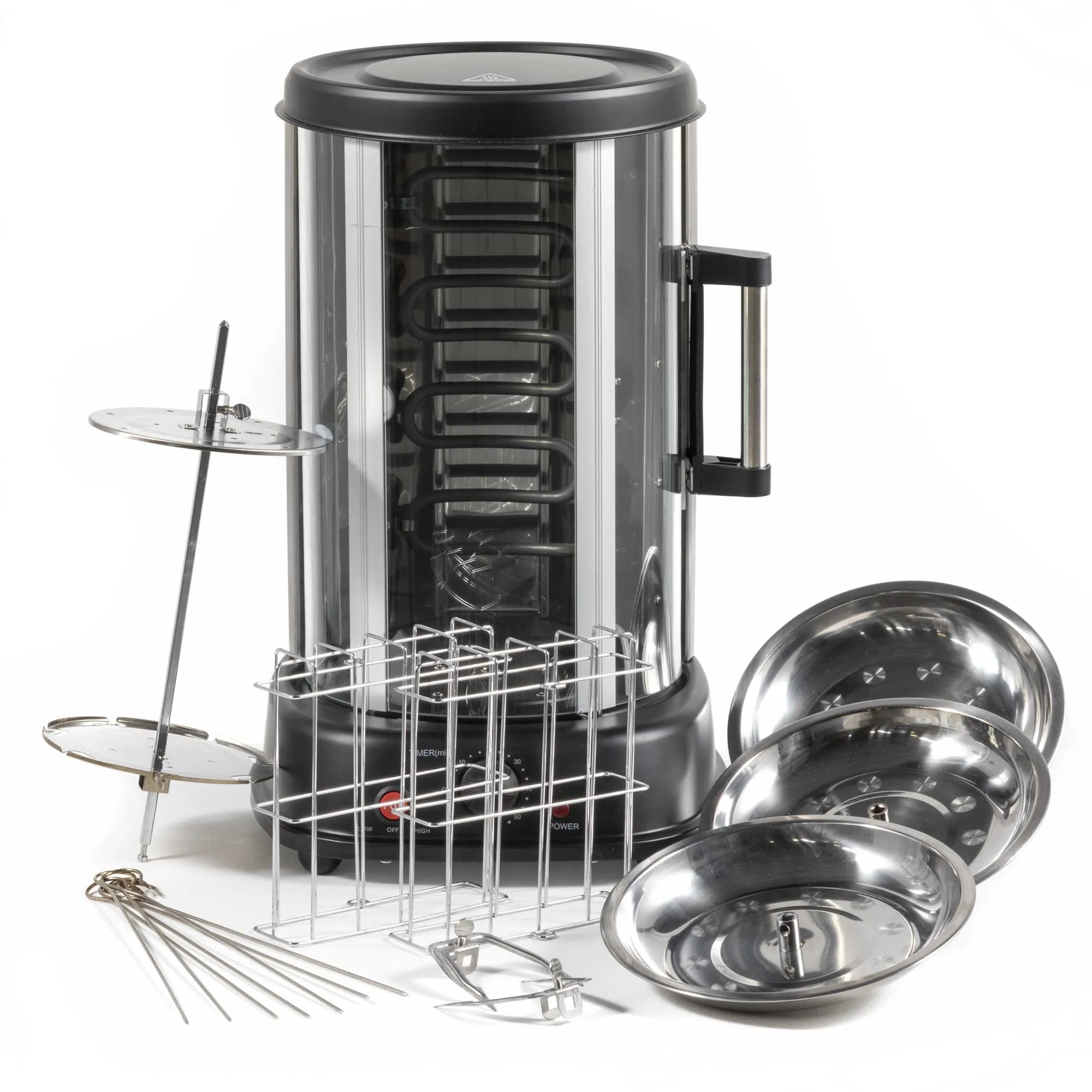 Baridi Vertical Rotisserie Grill, Kebabs, Gyros, Skewers, Roasts, 1500W, 21L, Black - DH216