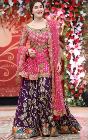Beautiful bridal dress in shoking pink and dark purple color Model# W 1177
