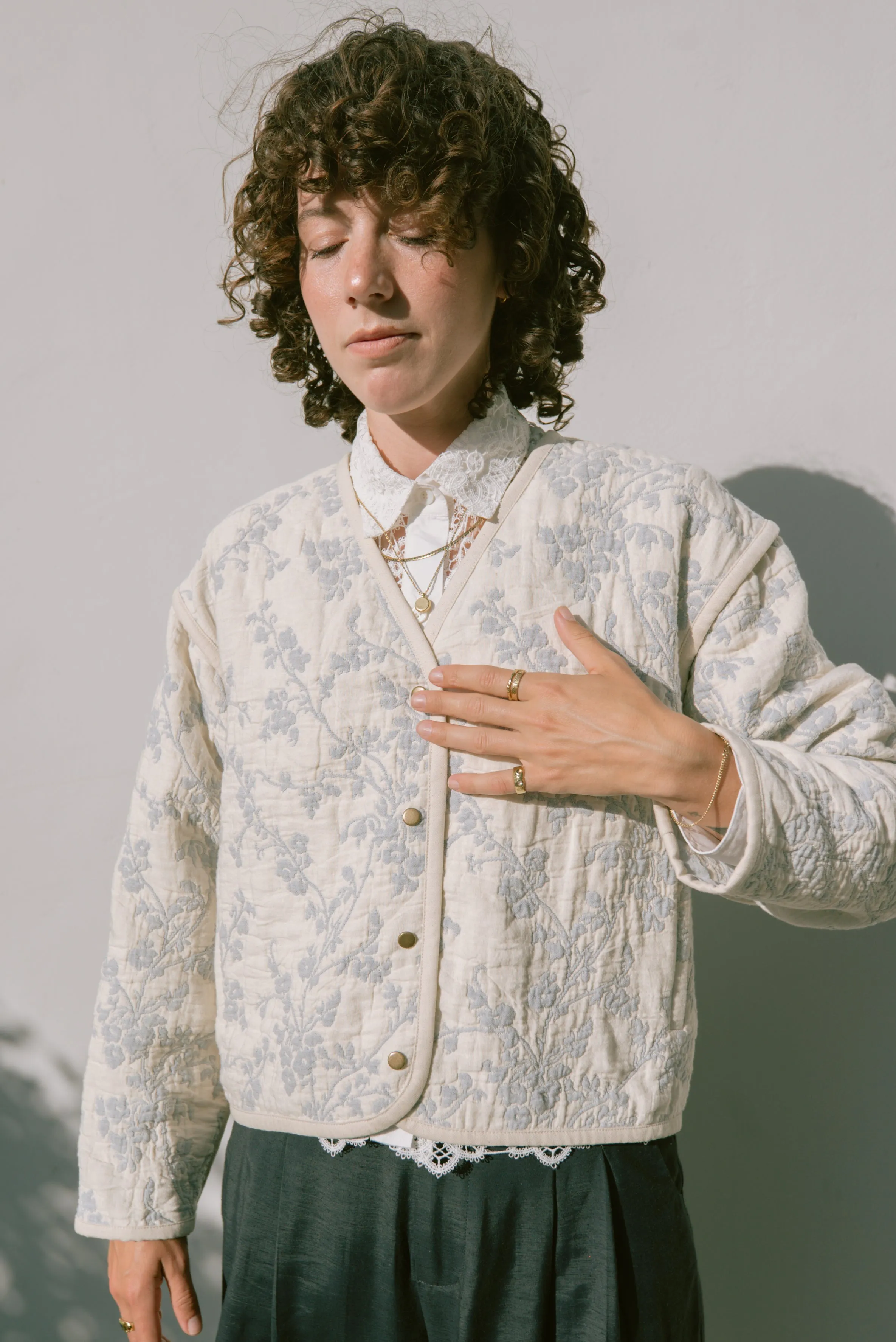 Bellflower Agave Quilted Coat