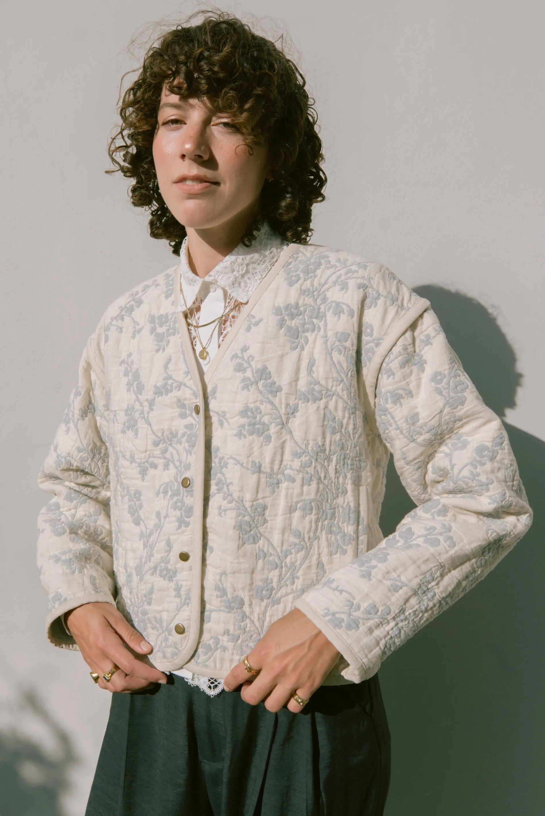 Bellflower Agave Quilted Coat