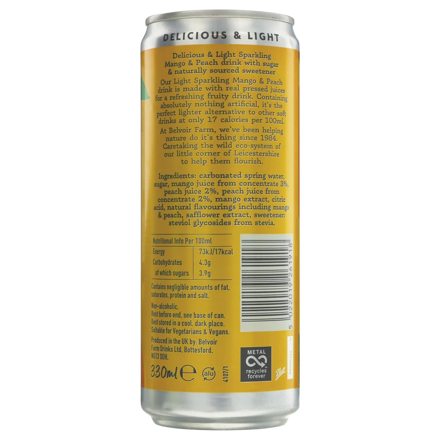 Belvoir | Sparkling Mango & Peach Cans | 330ml