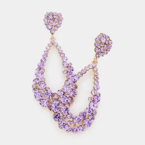 Big Lavender Crystal Pageant Hoop Earrings | 3.75" | 603533