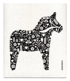 Black Dala Horse Dishcloth
