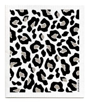 Black Leopard Print Dishcloth