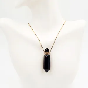 Black Obsidian Bottle Pendant Necklace Holder Perfume Oils Incense Ashes