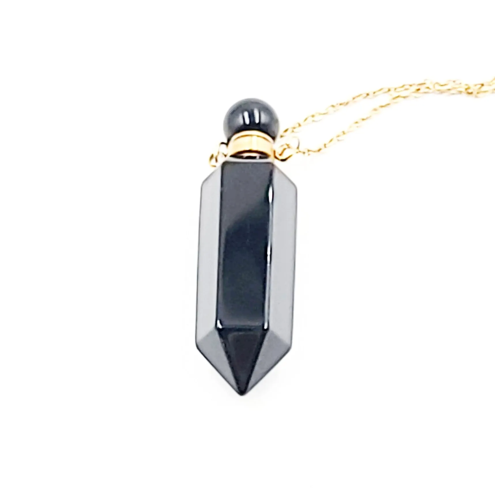 Black Obsidian Bottle Pendant Necklace Holder Perfume Oils Incense Ashes