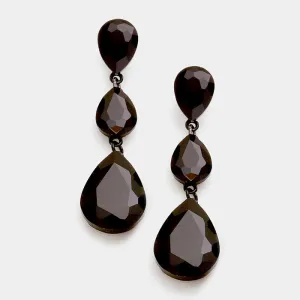 Black Triple Teardrop Earrings | 312301