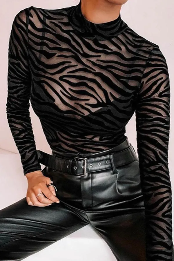 Black Zebra Flocked Teddy