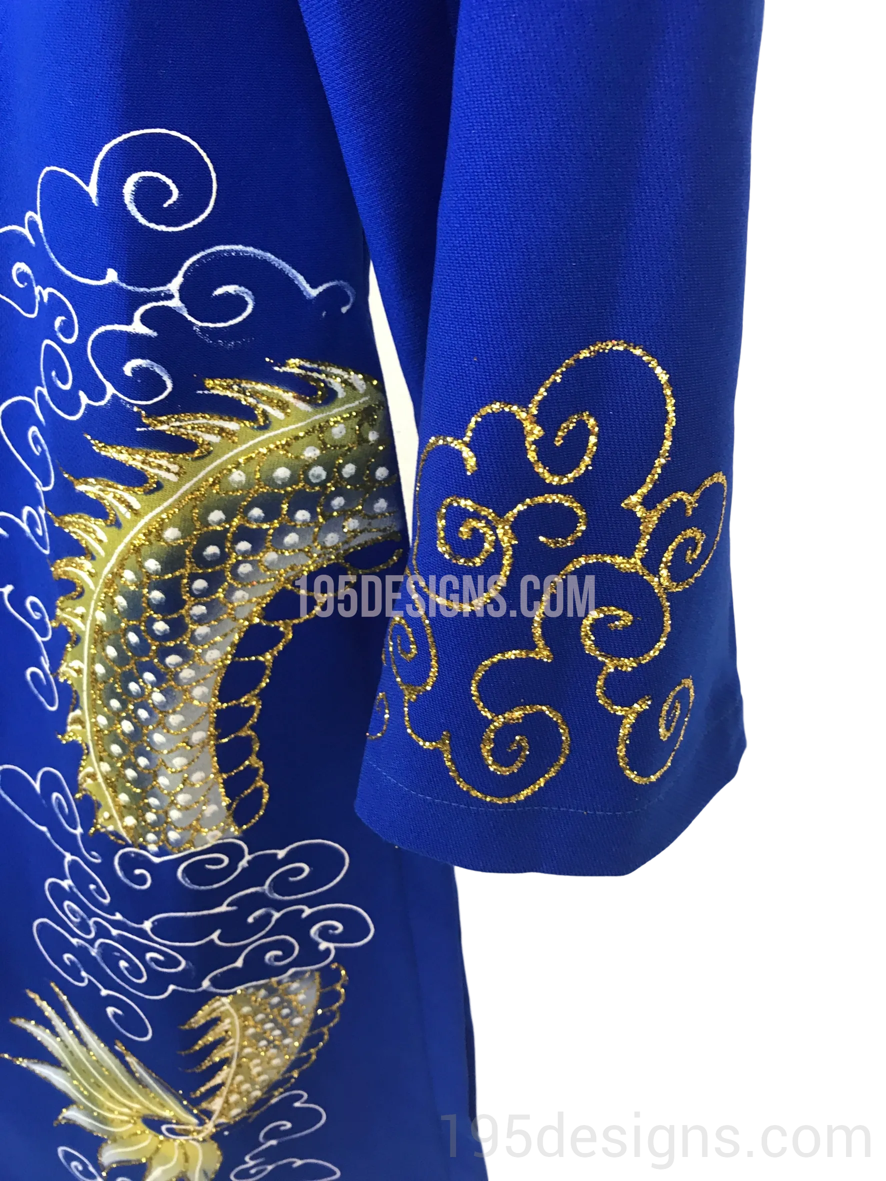 Blue Ao Dai Men - Xanh Nam Rồng Vải Cao Cấp Co Giản