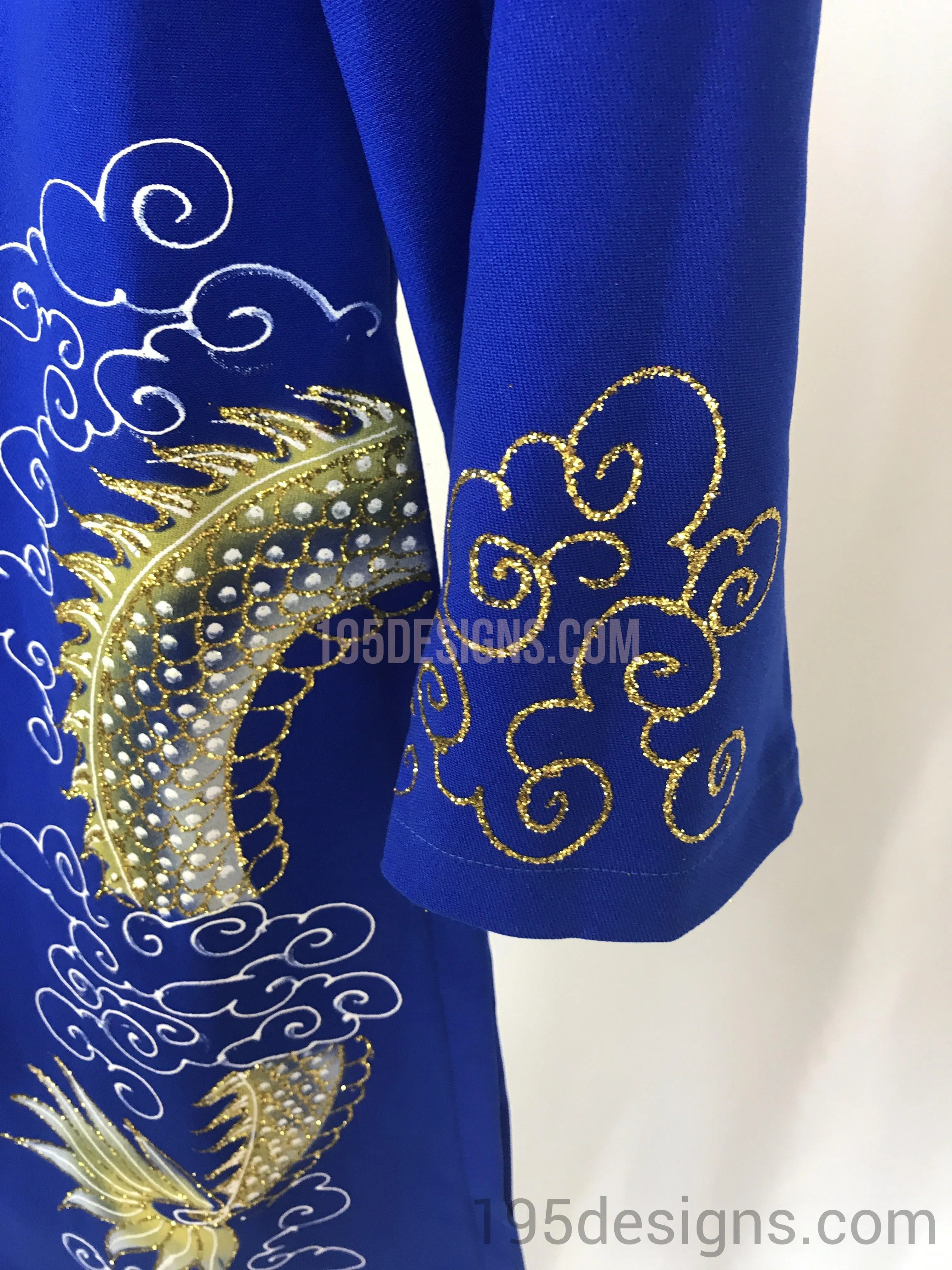Blue Ao Dai Men - Xanh Nam Rồng Vải Cao Cấp Co Giản