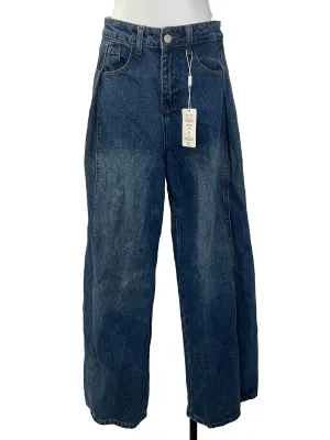 Blue Side Pleats Jeans