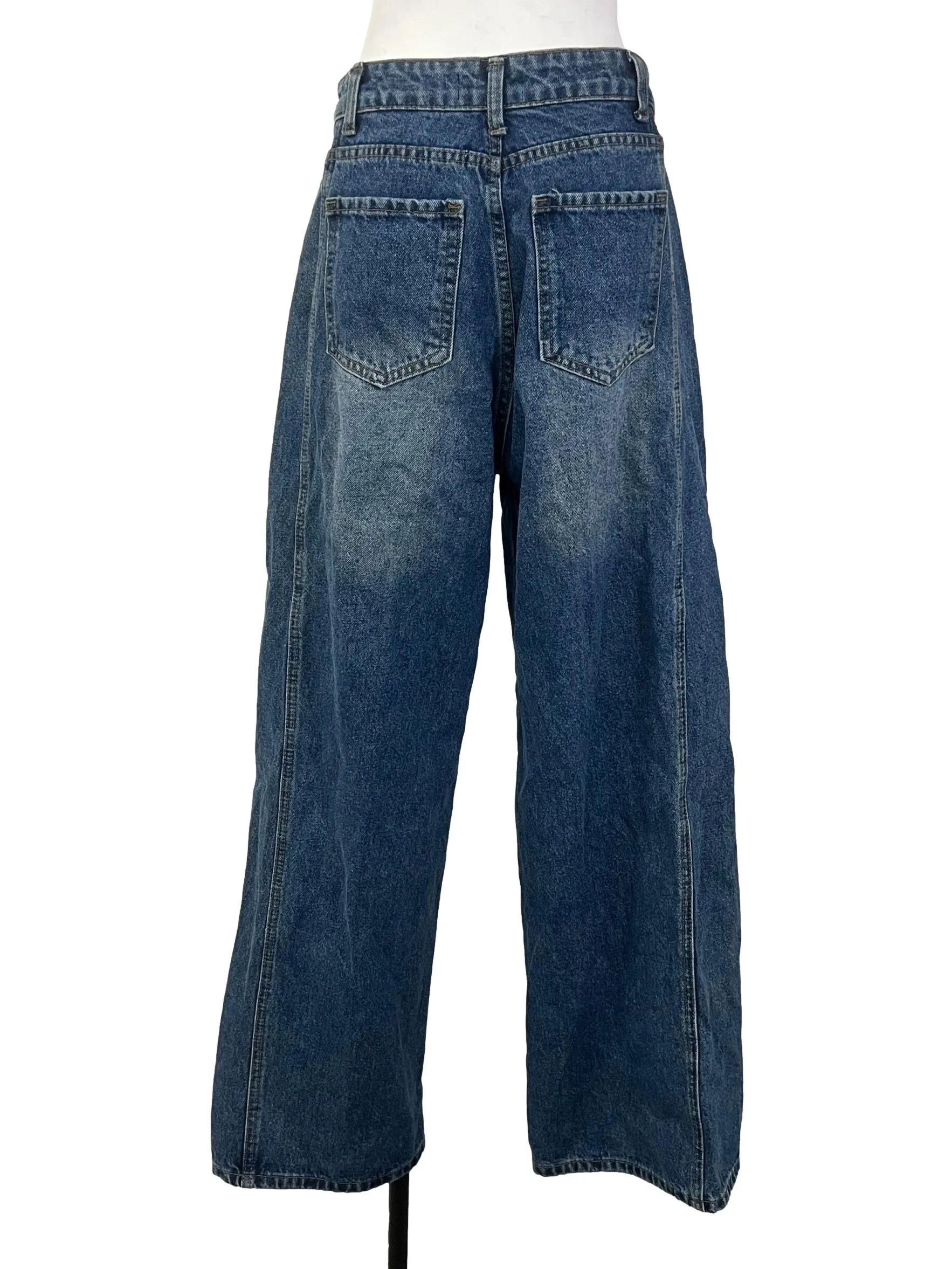 Blue Side Pleats Jeans