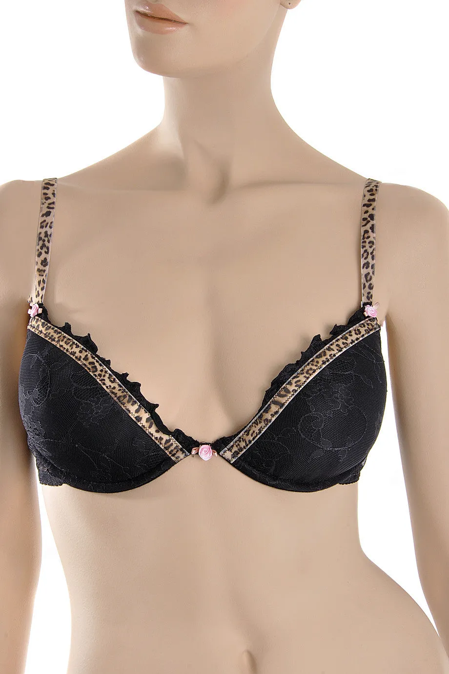 BLUMARINE LEOPARD Black Lace Bra