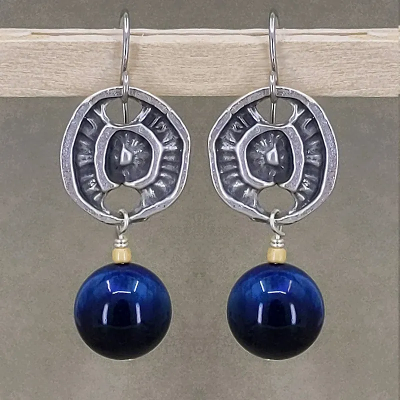 Bobble Earrings with Lapis Gemstone