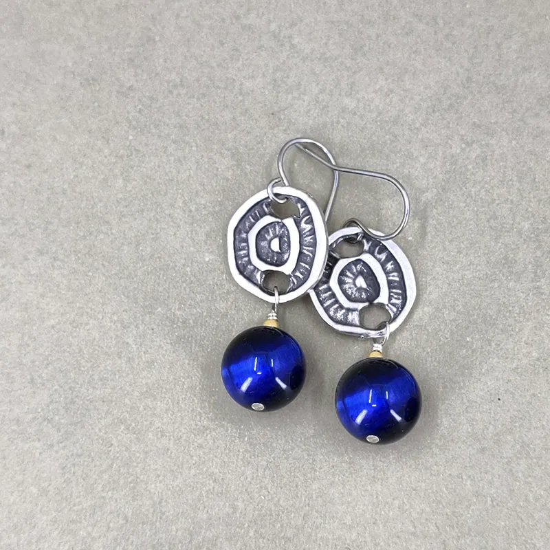 Bobble Earrings with Lapis Gemstone