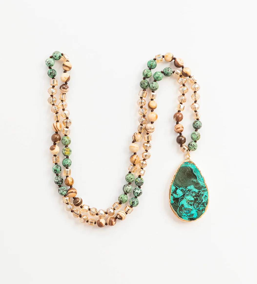 Boho & Mala Light Natural Tribal Mix Stone Necklace TN1004