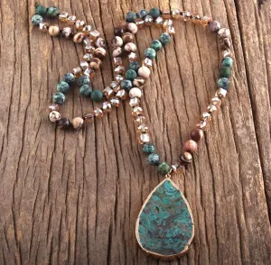 Boho & Mala Light Natural Tribal Mix Stone Necklace TN1004