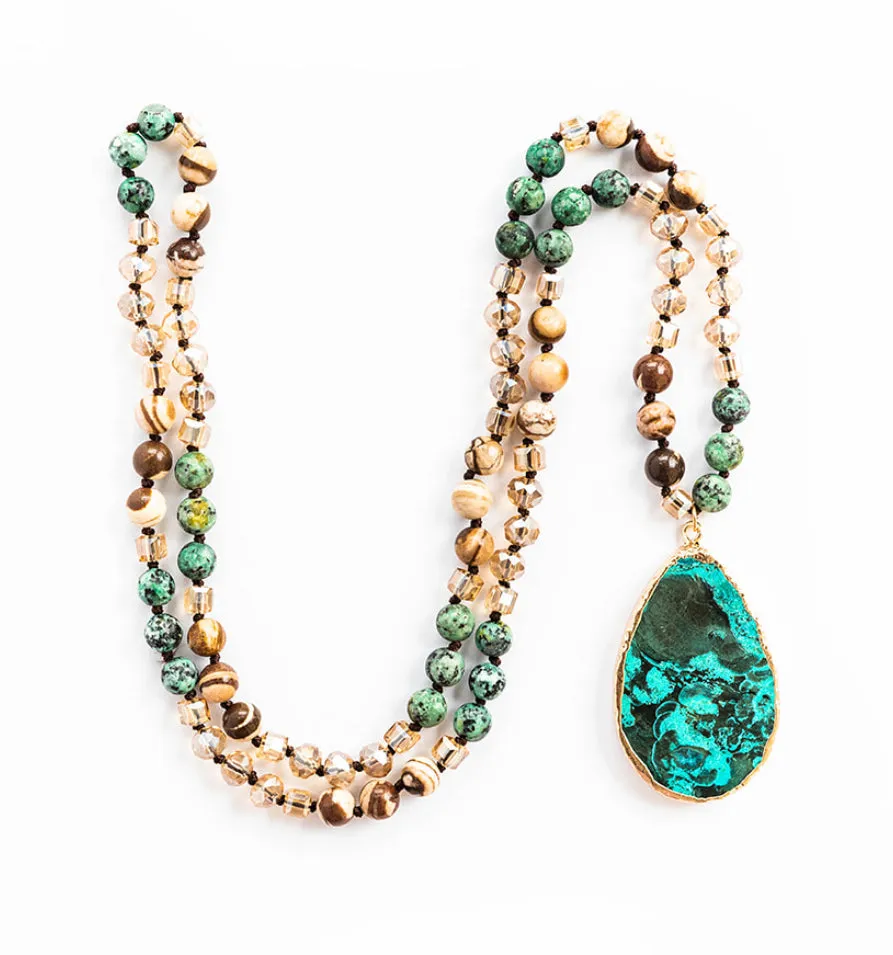 Boho & Mala Light Natural Tribal Mix Stone Necklace TN1004